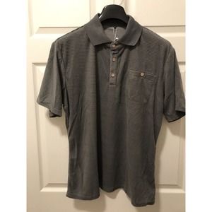 Men’s 3 Button Polo Shirt XL, Gray Short Sleeve Polo, Textured Velour Fabric